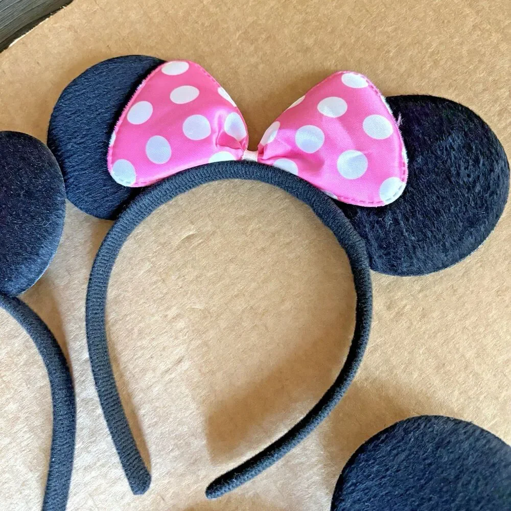 6 Minnie & Mickey Mouse Ear Pink Polka Dot & Plain Ready For Decoration Adult